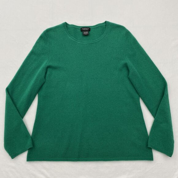 LORD & TAYLOR Sweaters - Lord & Taylor Sweater Womens XL Green 100% Cashmere Crewneck Pullover Soft Warm